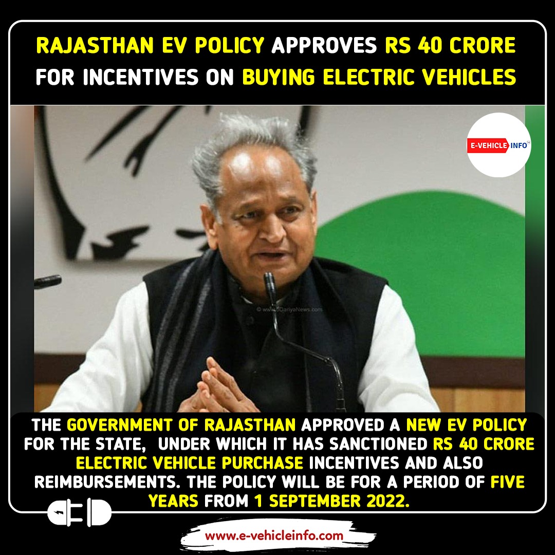 https://e-vehicleinfo.com/news/rajasthan-ev-policy-approves-40-crore-for-incentives-on-buying-ev/