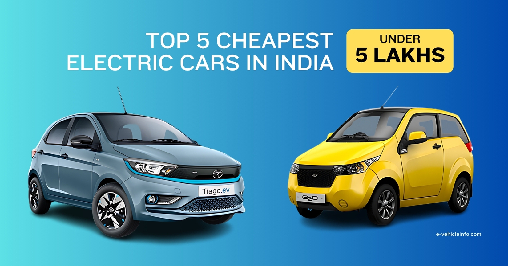 Top 5 Cheapest Electric Cars in india Under 5 Lakhs Top 5 Cheapest Electric Cars Under 5 Lakhs in India https://e-vehicleinfo.com/cheapest-electric-cars-under-5-lakhs/