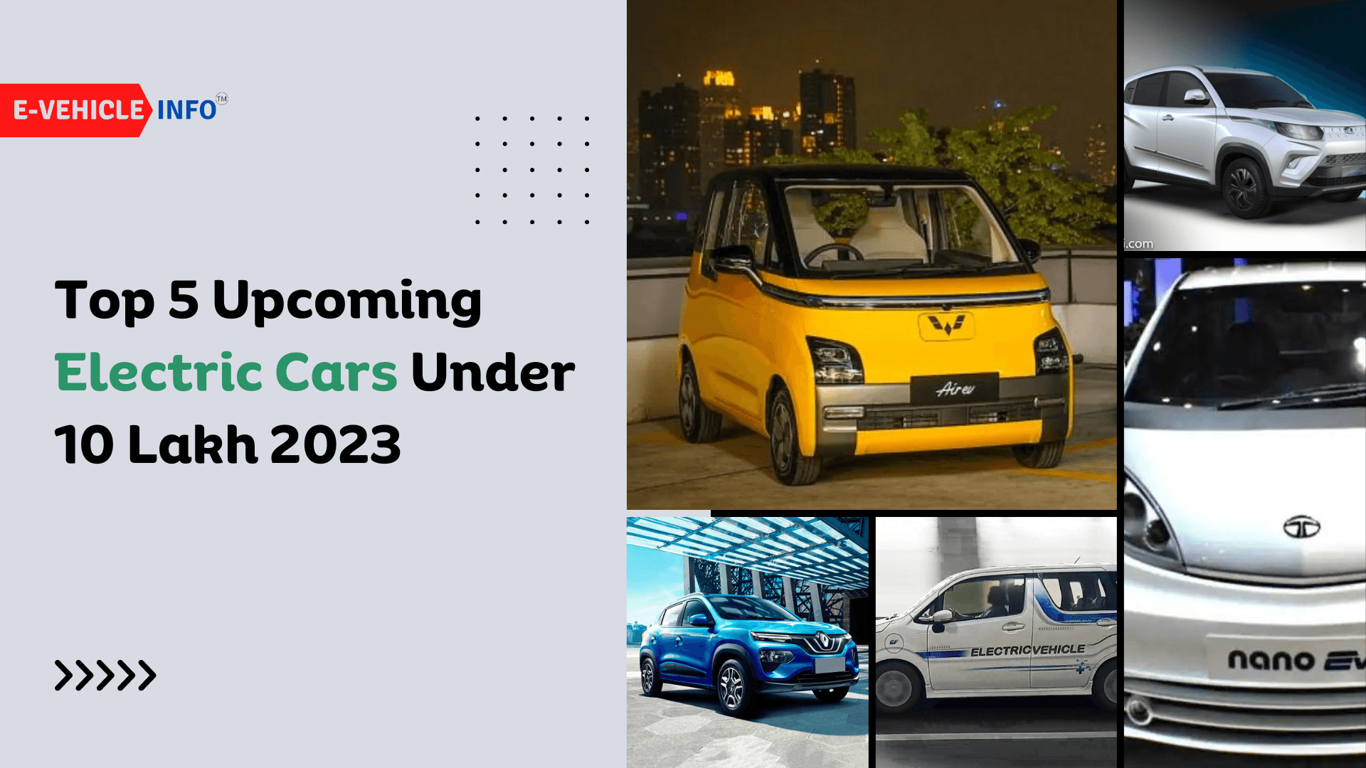 Top 5 Upcoming Electric Cars Under 10 Lakh In India - E-Vehicle Info