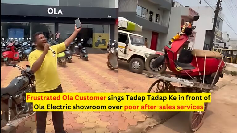 Frustrated Ola customer sings ‘Tadap Tadap Ke’ outside the Ola Electric Showroom