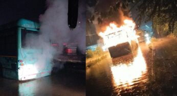 Electric Bus Caught Fire due to Waterlogging in Bengaluru