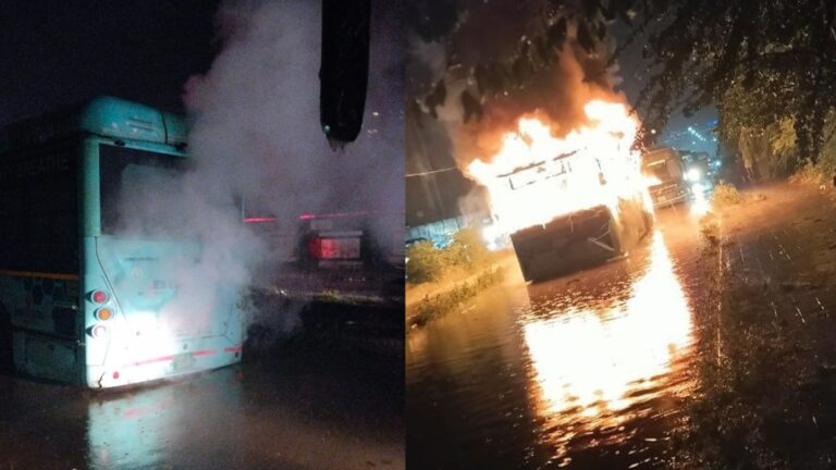 Electric Bus Caught Fire due to Waterlogging in Bengaluru