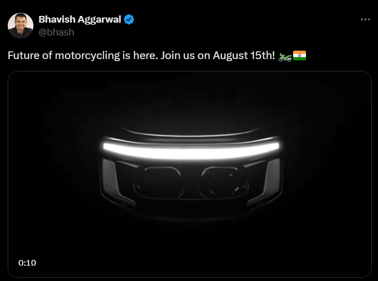 Screenshot 2024 08 07 112020 Ola Electric Set to Launch Electric Motorcycle on August 15, 2024