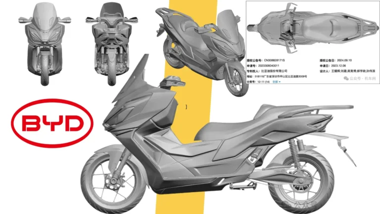 BYD Global Patents its new Electric Motorcycle Design