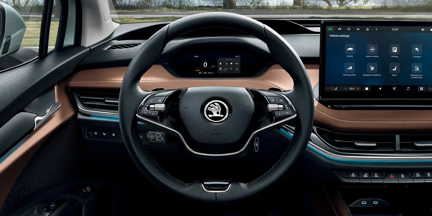 Skoda Enyaq EV interior 1 Skoda Enyaq EV Expected Pricing, Features, and Launch in India https://e-vehicleinfo.com/skoda-enyaq-ev-pricing-features-and-launch-date/