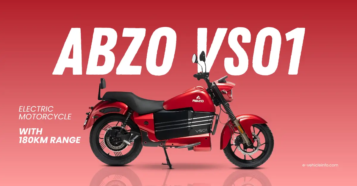 ABZO VS01 Electric Motorcycle Launched at a Price of 1.80 Lakh 180Km Range ABZO VS01 Price, Range, Features, and Specifications https://e-vehicleinfo.com/abzo-vs01-electric-motorycle/