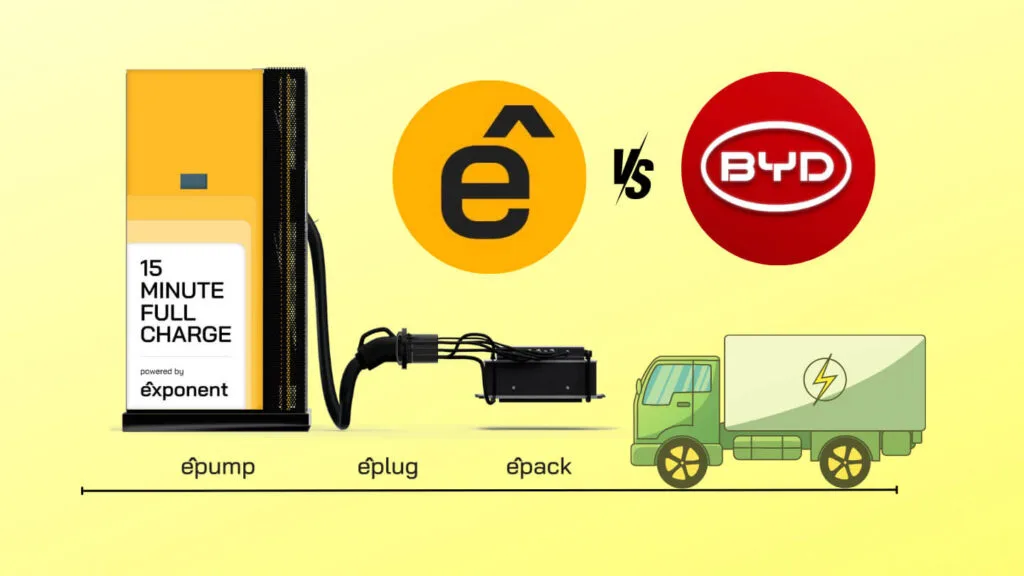 exponent energy vs byd rapid fast charging 15min for bus