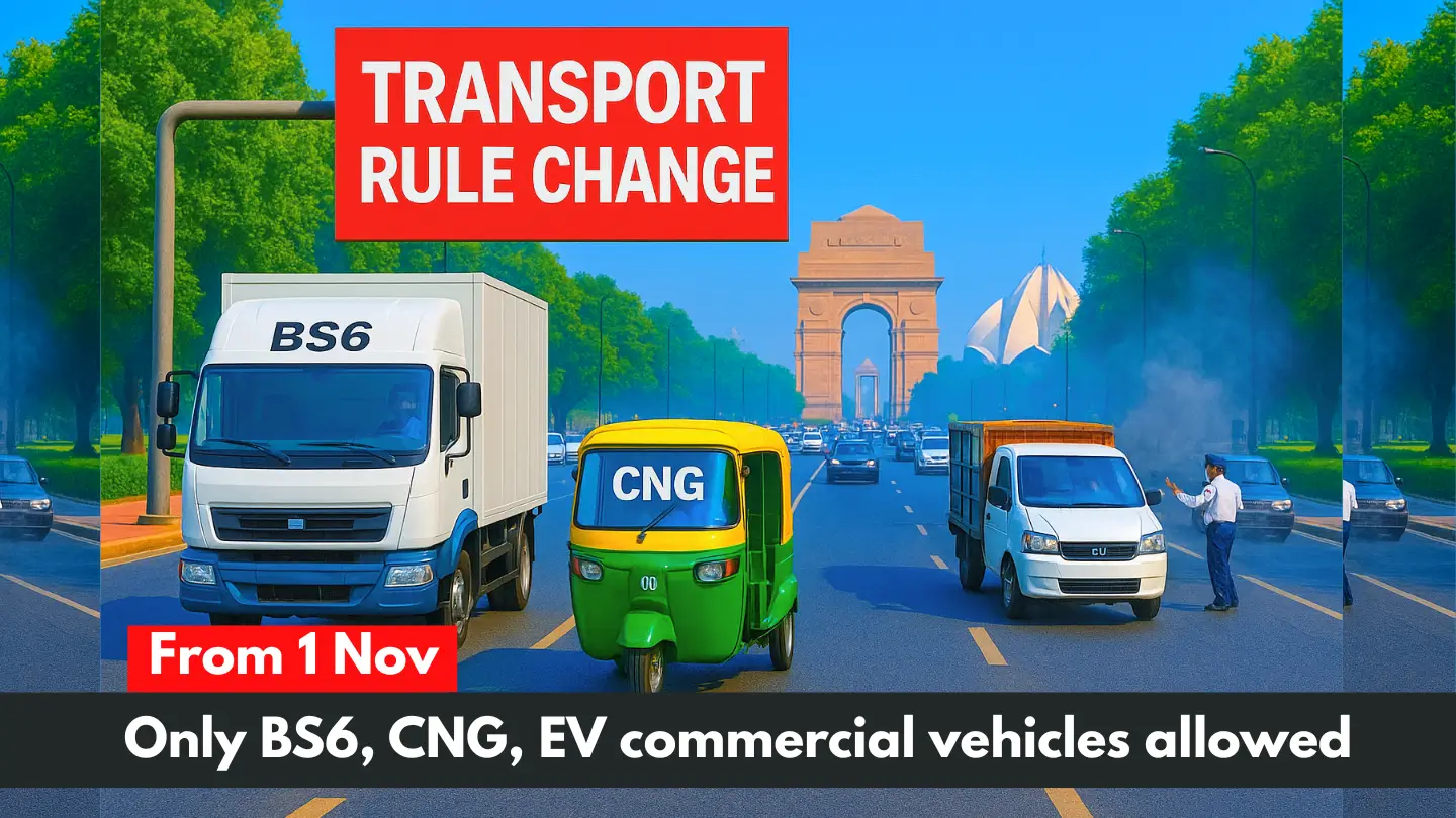 BS6, CNG, EV Only for Delhi Commercial Vehicles From Nov 1 2025 