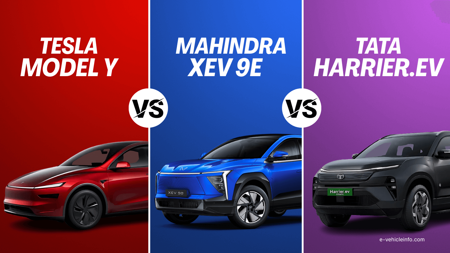 Tesla Model Y vs Mahindra XUV 9e vs Tata Harrier.ev