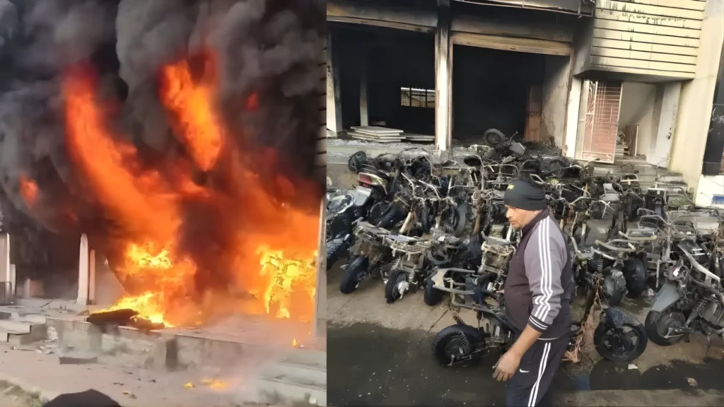 Massive Fire at Kota EV Showroom