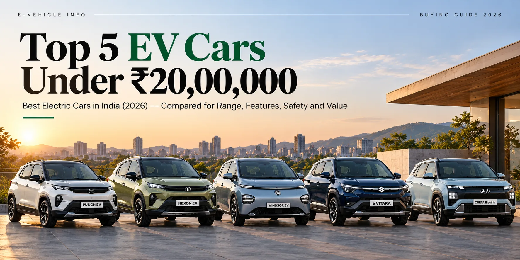 Top 5 Best Electric Cars Under ₹20 Lakh in India (2026): Range, Price, Features & Comparison